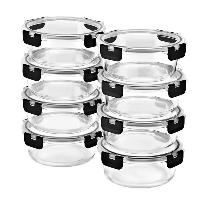 Glass Meal Prep Containers with Airtight Lids, 8-Pack Dishwasher, Oven and, Freezer Safe Food Storage Containers