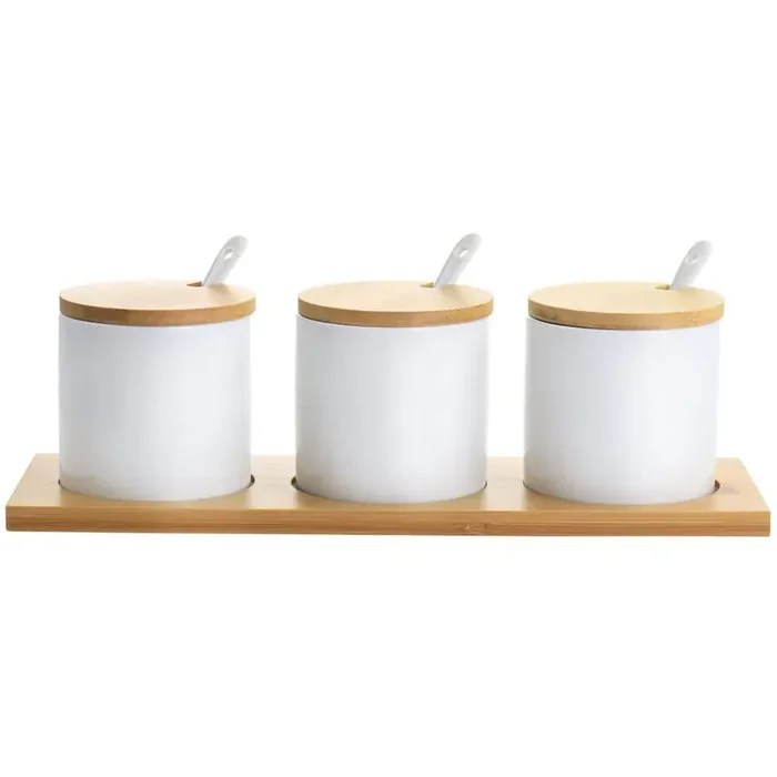 Gracious Dining 10-Piece Fine Ceramic Jars Condiment Server Set in White