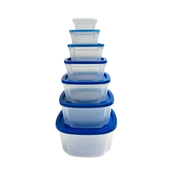 Gradient Blue 14-Piece Nested Square Plastic Food Storage Container Set