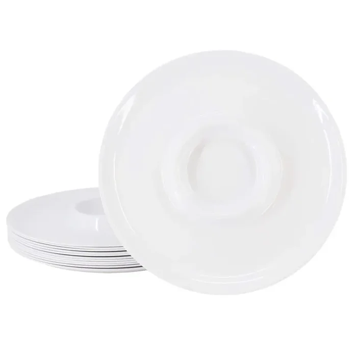 Grayson 12-Piece 12 Inch Round Melamine Chip and Dip Platter Set in White