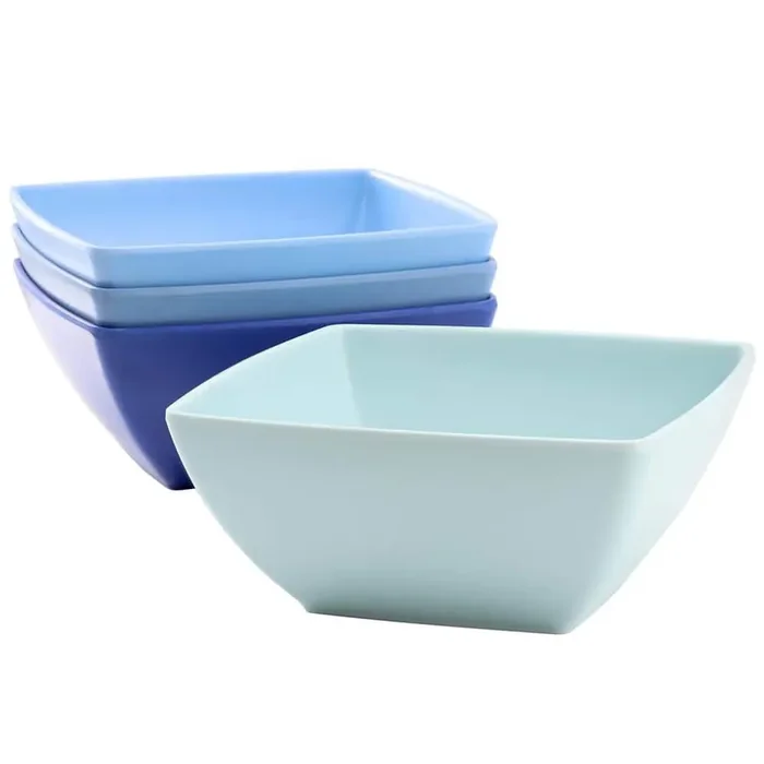 Grayson 20 fl. oz. 6 in. Assorted Blue Melamine Square Dinner Bowl Set of 4
