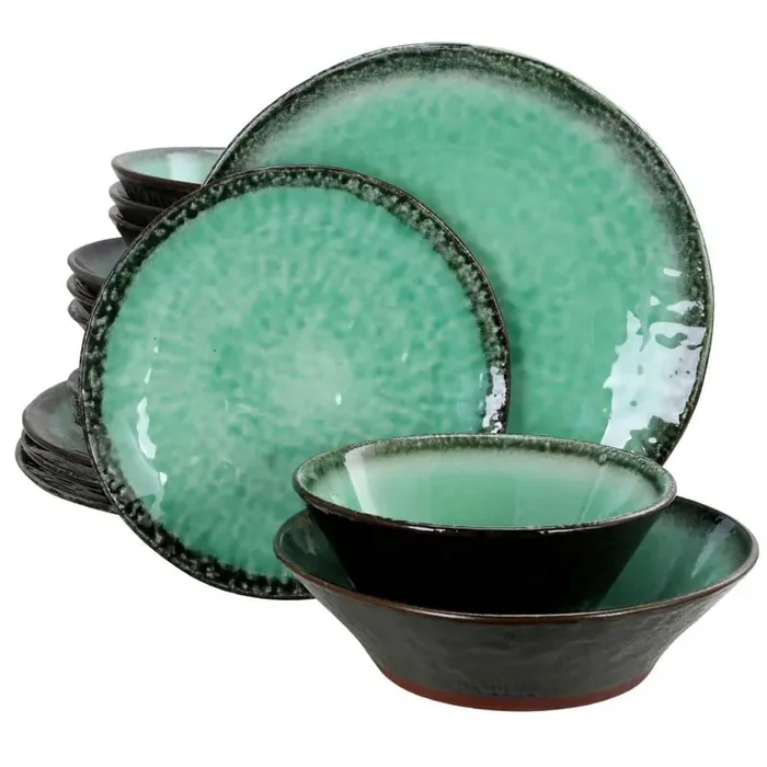 Green Lantern 16-Piece Contemporary Teal Terra Cotta Dinnerware Set (Service for 4)