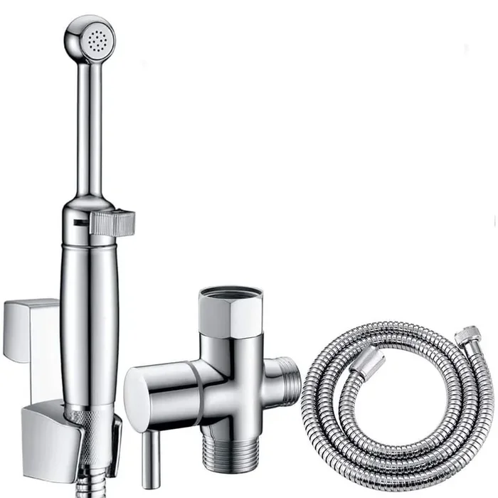 Handheld Bidet Sprayer Attachment for Toilet with Backflow Preventer Adjustable Water Jet Chrome 7.2 in. Wand