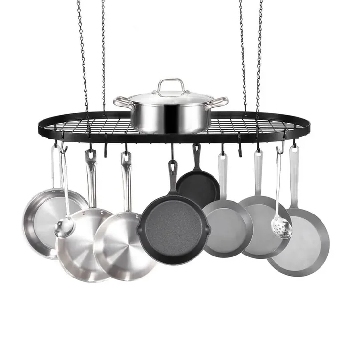 Hanging Pot Rack 32 in. Hanging Pot Rack Ceiling Mount 80 lbs. Loading Weight Ceiling Pot Rack with 12-S Hooks