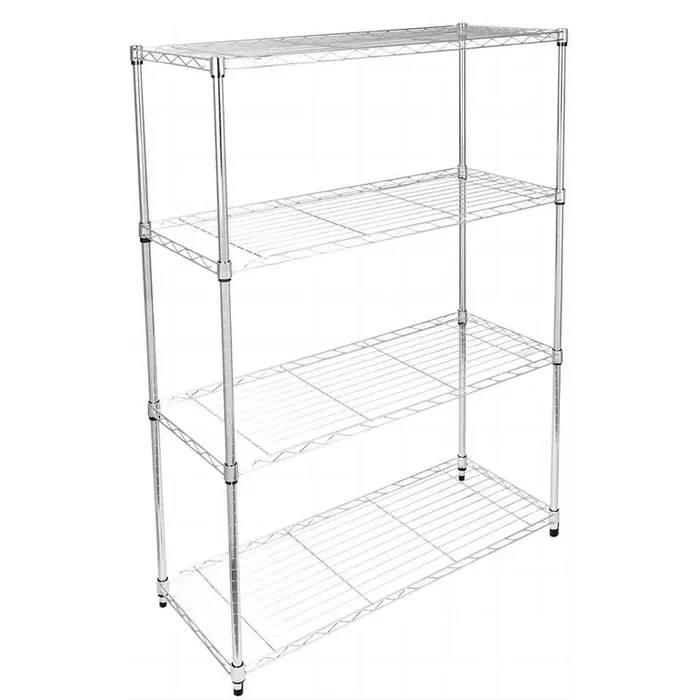 Heavy Duty 4-Shelf Shelving Unit with Wheel and Adjustable Feet, 36 in. (L) x 14.17 in. (W) x 56 in. (H), Chrome