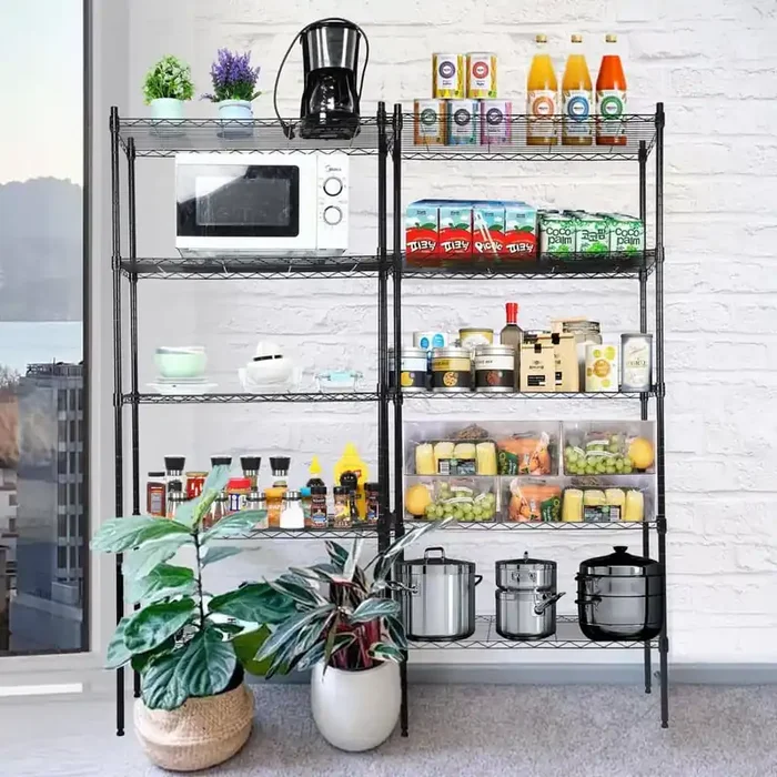 Heavy Duty 5-Tier Shelving Units Adjustable, Wire Shelf with 800 lb. Capacity (160 per Shelf) in Black