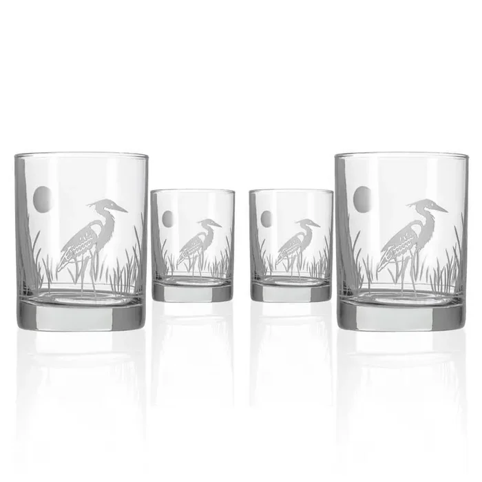 Heron 13 oz. Double Old Fashioned Whiskey Glasses – Set of 4