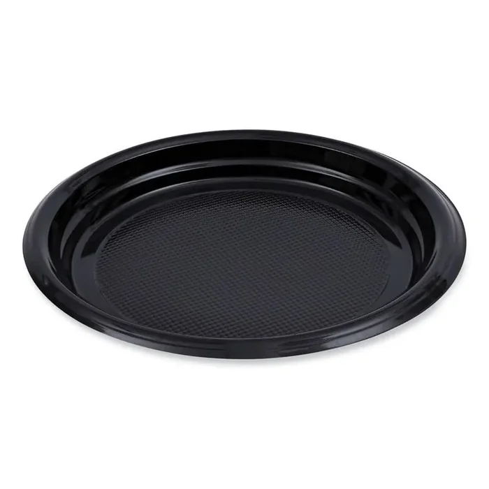 Hi-Impact 9 in. Black, Disposable Plastic Plates (500-Carton)