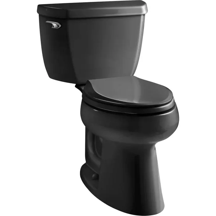 Highline Classic 12 in. Rough In 2-Piece 1 GFP Single Flush Elongated Chair Height Toilet in Black, Seat Not Included