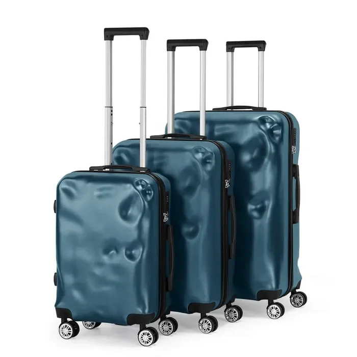 Hikolayae 3 Piece Hardside Spinner Luggage Sets with TSA Lock, Blue Green