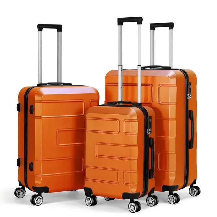 Hikolayae 3 Piece Hardside Spinner Luggage Sets with TSA Lock, Orange