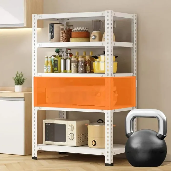 Household Storage Rack, Adjustable Display Rack, Basement Balcony Storage Rack, Carbon Steel Storage Rack In White