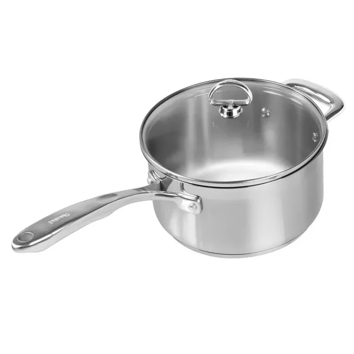 Induction 21 Steel 3.5 qt. Stainless Steel Sauce Pan in Brushed Stainless Steel with Glass Lid
