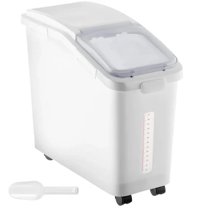Ingredient Storage Bin 11.4 Gal. Capacity Commercial Shelf-storage Ingredient Bin 280 Cup Flour Bins with Wheels, White