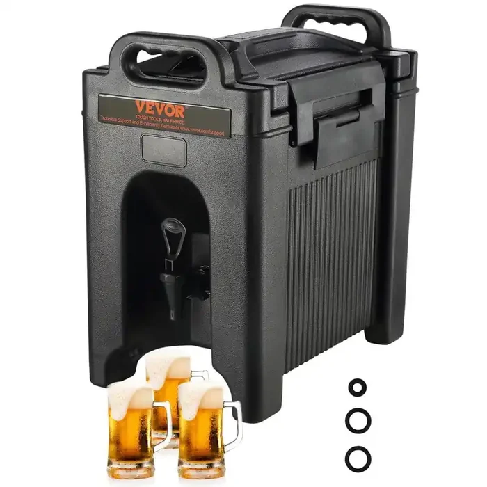 Insulated Beverage Dispenser 2.5 Gal. Hot and Cold Beverage Server with PU Layer Two-Stage for Restaurant Drink Shop