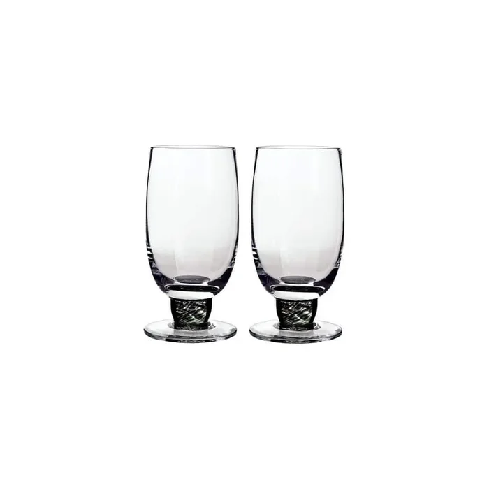 Jet 15.21 oz. Clear/Green Glass Tumblers (Set of 2)
