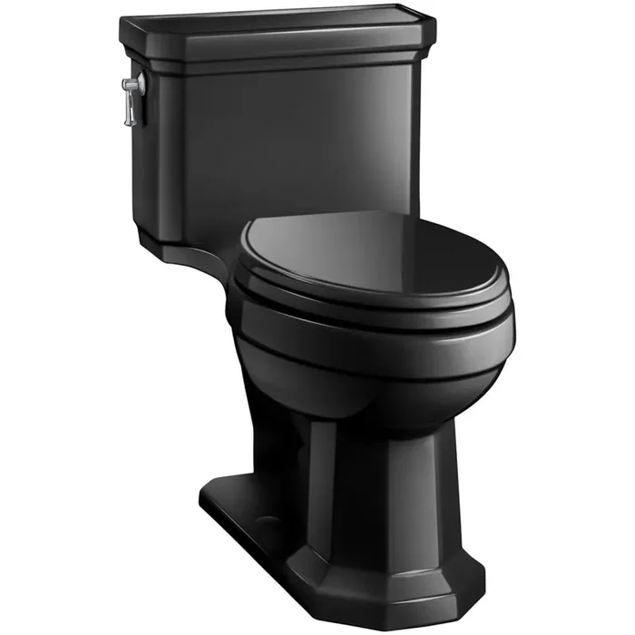 Kathryn 12 in. Rough In 1-Piece 1.28 GPF Single Flush Elongated Toilet in Black Black Seat Included