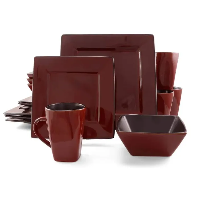 Kiesling 16-Piece Modern Red Stoneware Dinnerware Set (Service for 4)