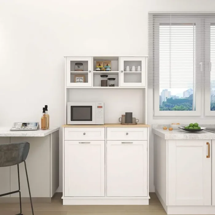Kitchen Trash can Storage Cabinet with 3-Adjustable Shelves, 2-Drawers and 1-Tilt Out Trash Cabinet for Kitchen in White