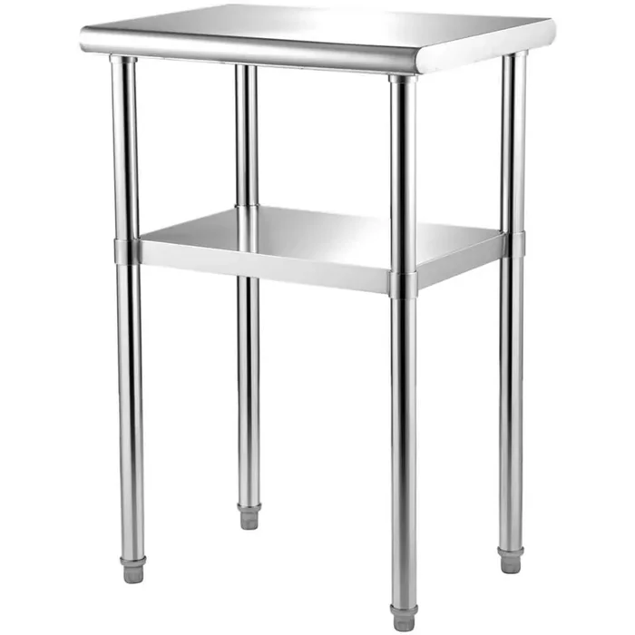 Kitchen Work Table Silver Stainless Steel 24 in. W in Kitchen Prep Table Heavy Duty Metal Worktable