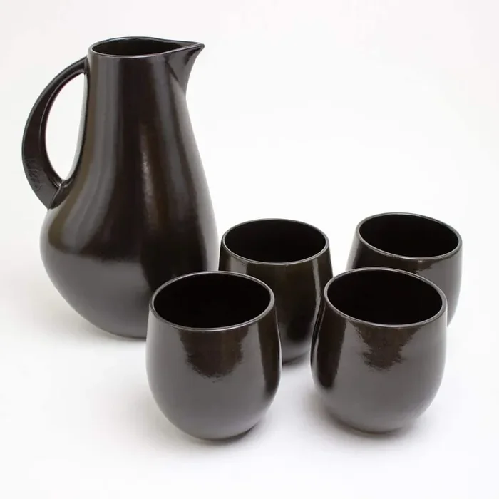 La Marsa 5-Piece Large Stoneware Goblet Set, Onyx