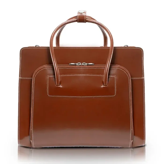 LAKE FOREST, Top Grain Cowhide Leather, 15in Ladies‘ Laptop Briefcase, Brown (94334)