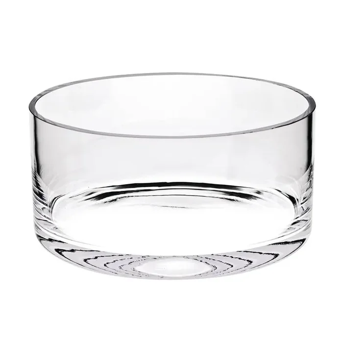 Manhattan 8 in. Clear European Mouth blown Lead Free Crystal Classic Cylinder Bowl