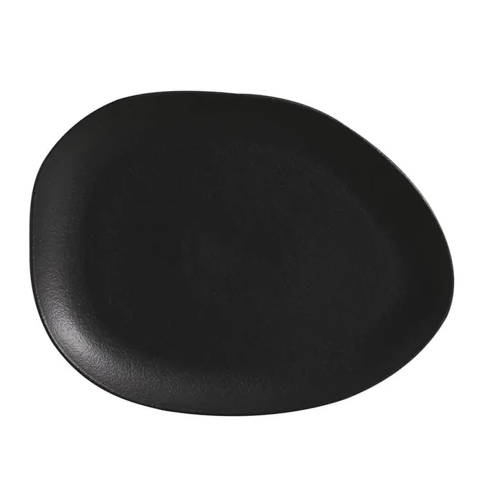 Matte Black Oval Dinner Plate Organic (Set of 6)