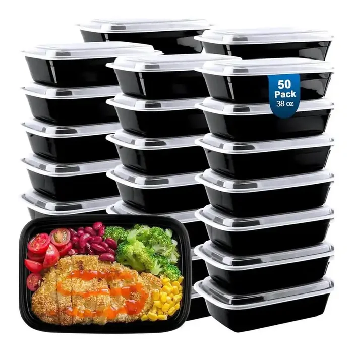 Meal Prep Containers 50-Piece 38 oz. Reusable Plastic BPA-Free with Lids Leak Proof Microwave Dishwasher Freezer Safe