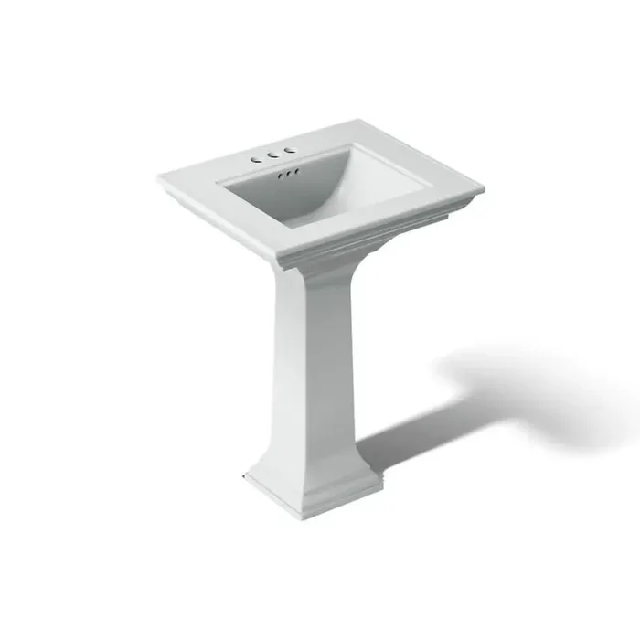 Memoirs Stately Ceramic Pedestal Bathroom Sink Combo in Ice Grey with Overflow Drain
