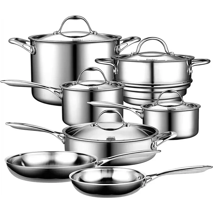 Multi-Ply Clad 12-Piece Stainless Steel Nonstick Cookware Set