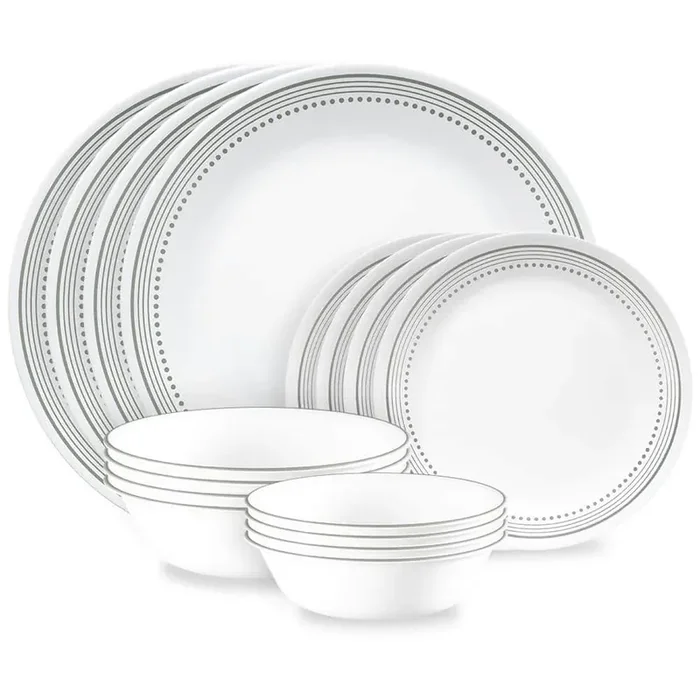 Mystic Gray 16-piece Mugless Dinnerware Set, Service for 4