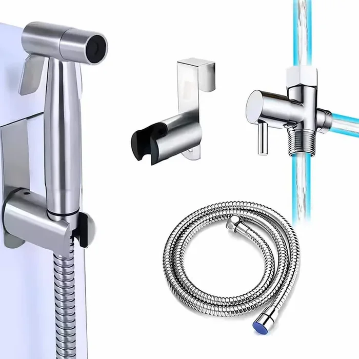 Non-Electric Stainless Steel Handheld Bidet Sprayer for Toilet Bidet Attachment Easy to Install Cloth Diaper Sprayer Set