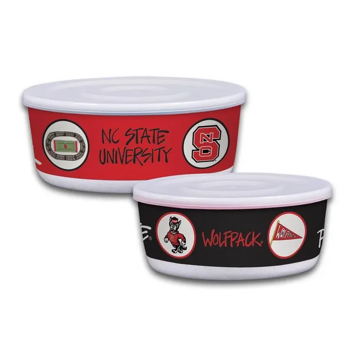 North Carolina State 7.5 in. 16 fl.oz Assorted Colors Melamine Serving Bowls Set of 2 with Lids