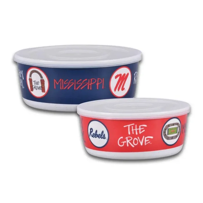 Ole Miss 7.5 in. 16 fl.oz Assorted Colors Melamine Serving Bowls Set of 2 with Lids