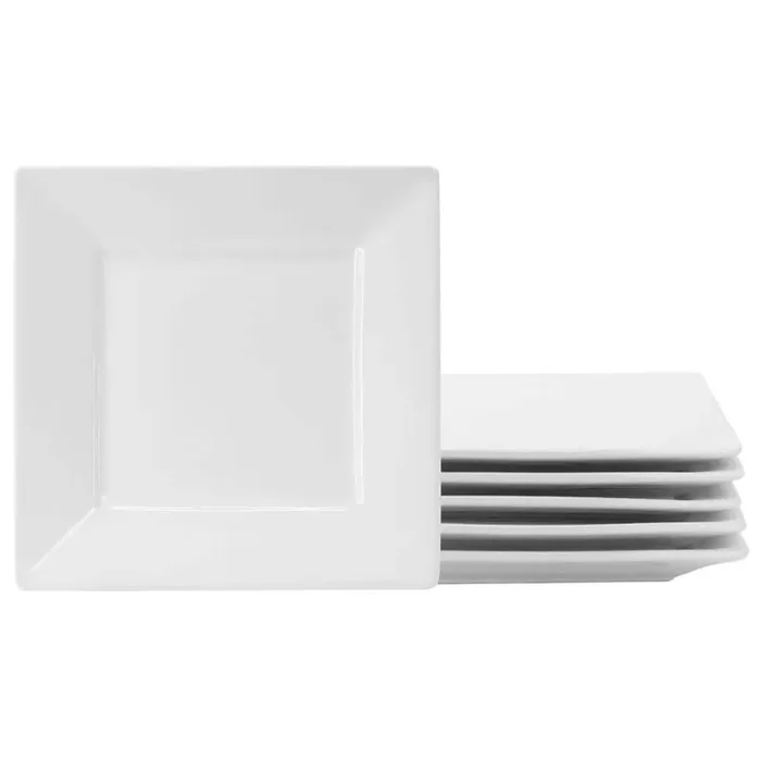 Our Table Simply White Fine Ceramic 6 Piece 7.25 in. Salad Plate Set in White