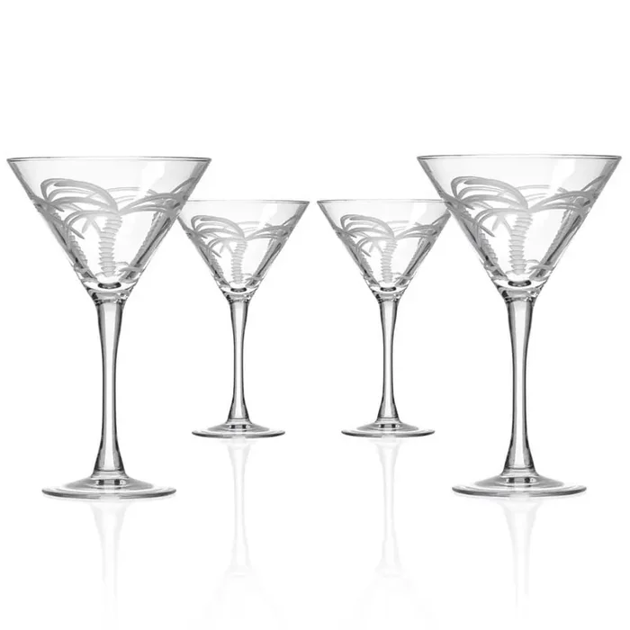 Palm Tree 10 oz. Martini Cocktail Glasses – Set of 4