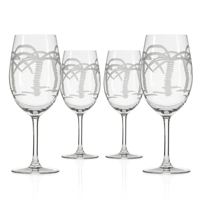 Palm Tree 18 oz All Purpose Wine Glasses – Set of 4