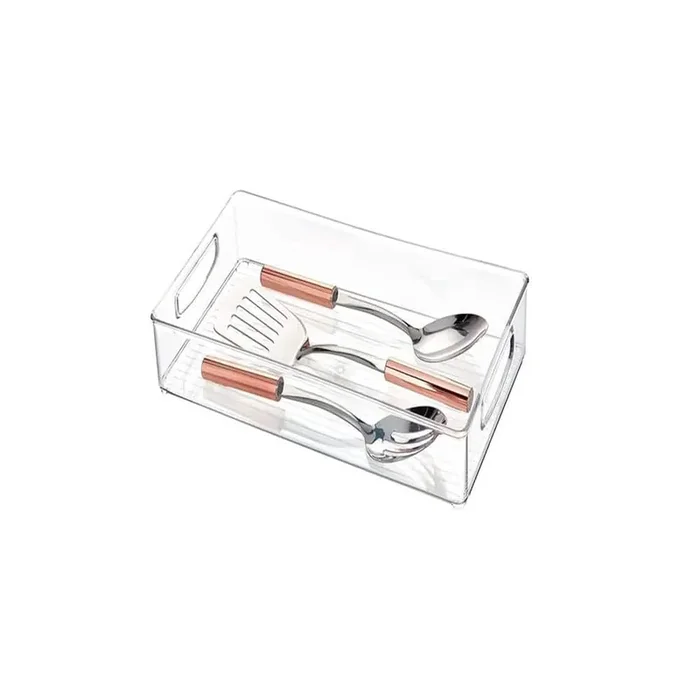 Pantry and Kitchen Storage Bin in Clear BPA Free Plastic with Easy Grip Handles