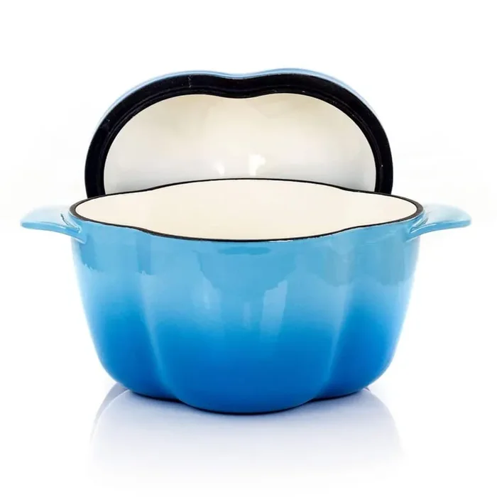 Pepper Shaped 3 Quart Enameled Cast Iron Dutch Oven in Blue