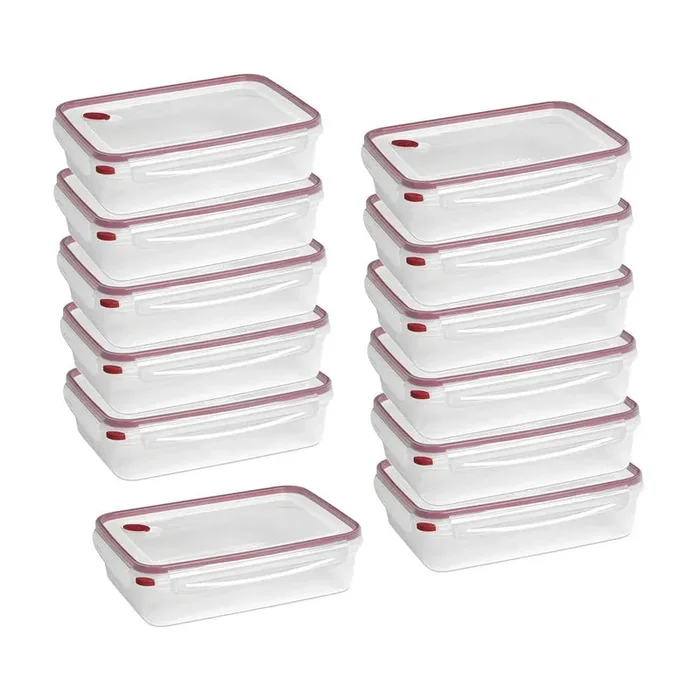 Plastic 16-Cup Rectangle UltraSeal Food Storage Container, Red 12 Ct