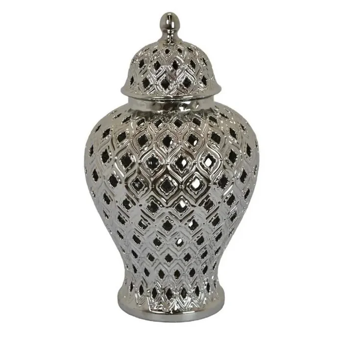 Porcelain Jar with Carved Lattice Design