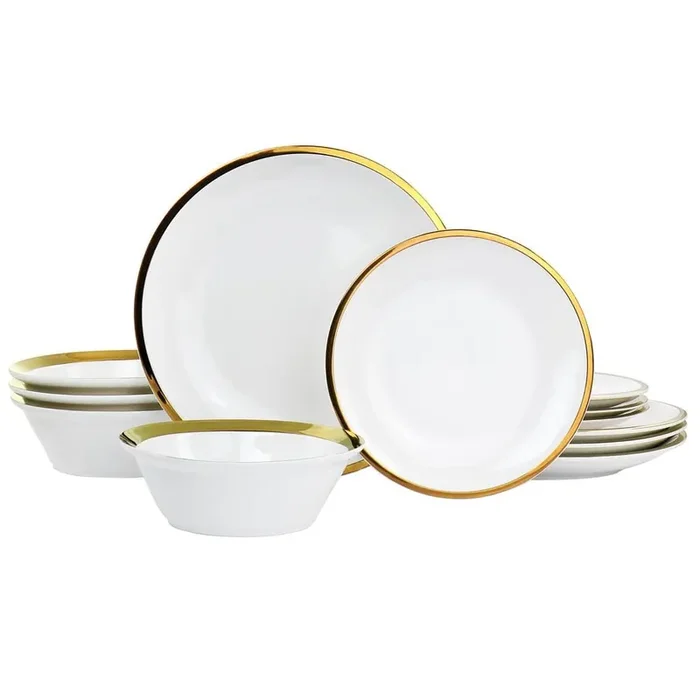 Premier Gold Fine Ceramic 12-Piece Dinnerware Set