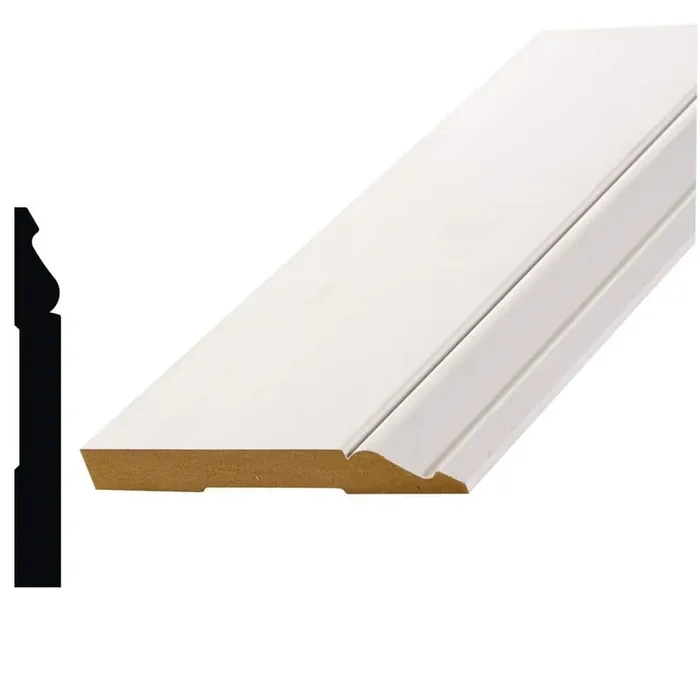 Pro Pack 5/8 in. x 7-1/4 in. x 96 in. Primed MDF Baseboard Moulding (4-Pack − 32 Total Linear Feet)
