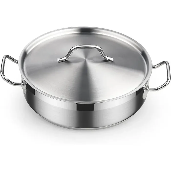 Professional 4 Qt. 18/10 Stainless-Steel Deep-Frying Pan Chef‘s All-Purpose Pan Saute Pan with lid