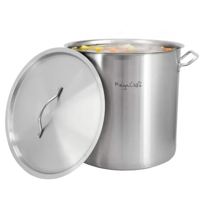 Professional Kitchen 26.4 qt. Large Round Stainless Steel Stock Pot with Lid