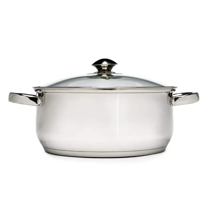 Pure Intentions 5 qt. Round Stainless Steel Dutch Oven in Polished Stainless Steel with Glass Lid