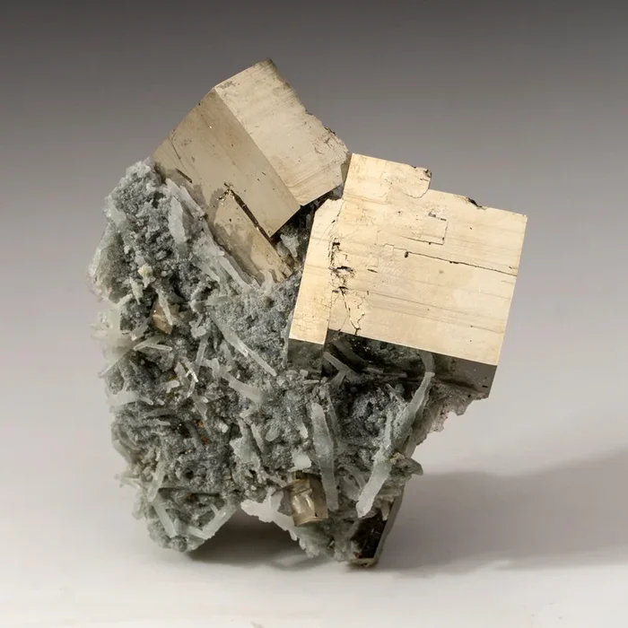 Pyrite on Quartz from Daye Mine, Hubei Province, China