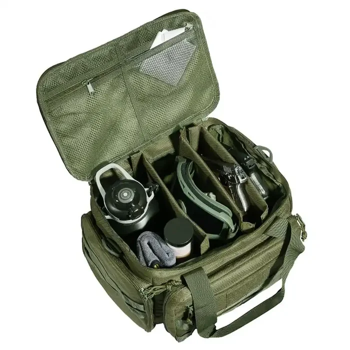 Range Bag for 4-Pistols, 14.6 in. Green Backpack Tactical Gun Range Bag with 3 Detachable Baffles and 6-Magazines