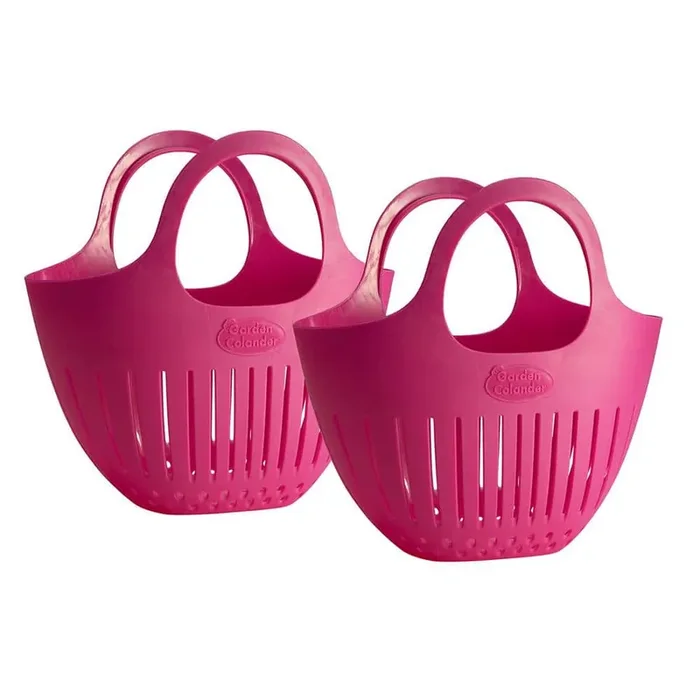 Raspberry Pink Mini Garden Colander Harvest Basket (2-Pack)